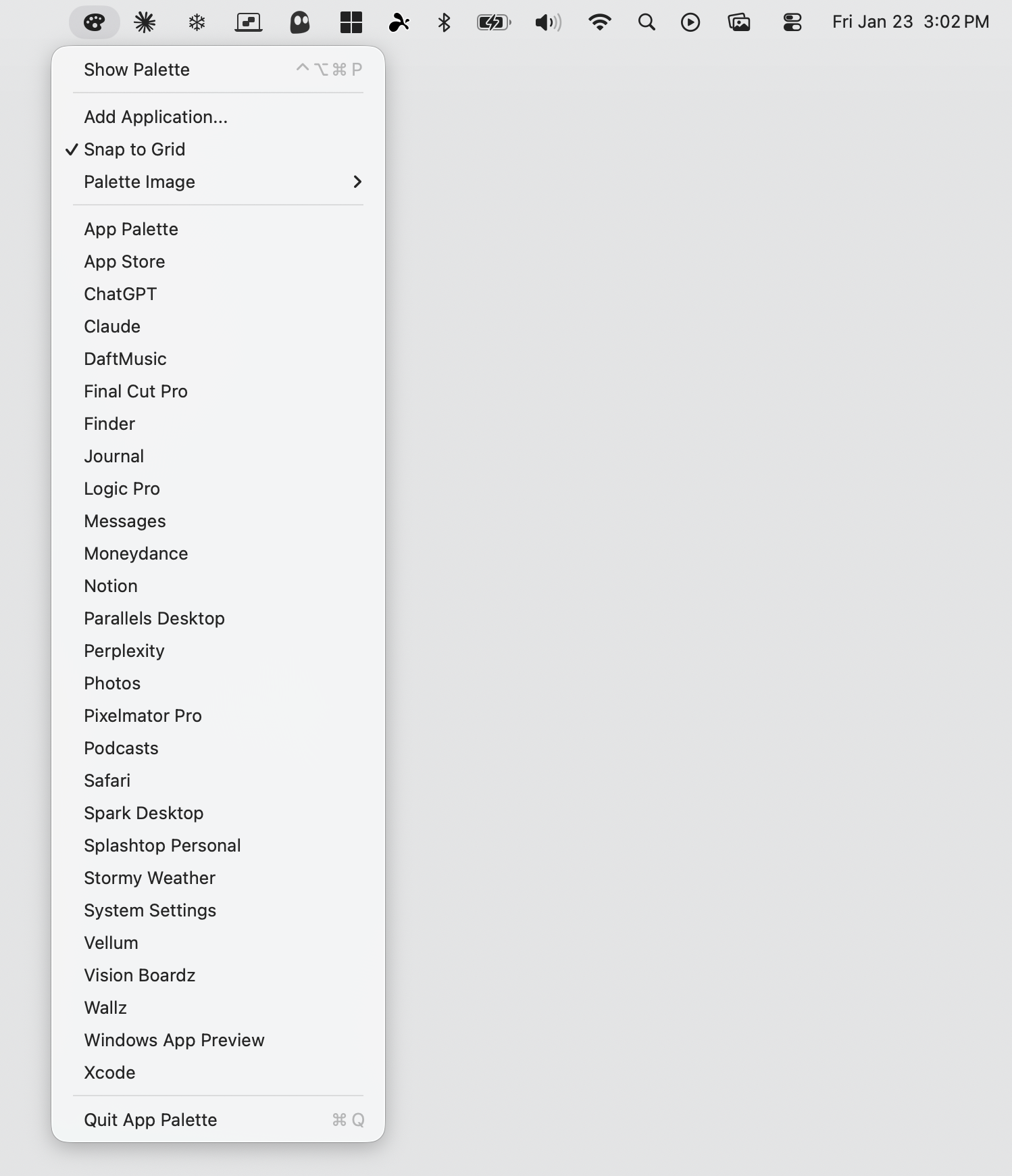 Menu bar access to all your apps