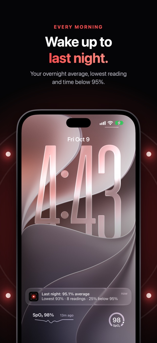 PulseO2 overnight summary on the iPhone Lock Screen