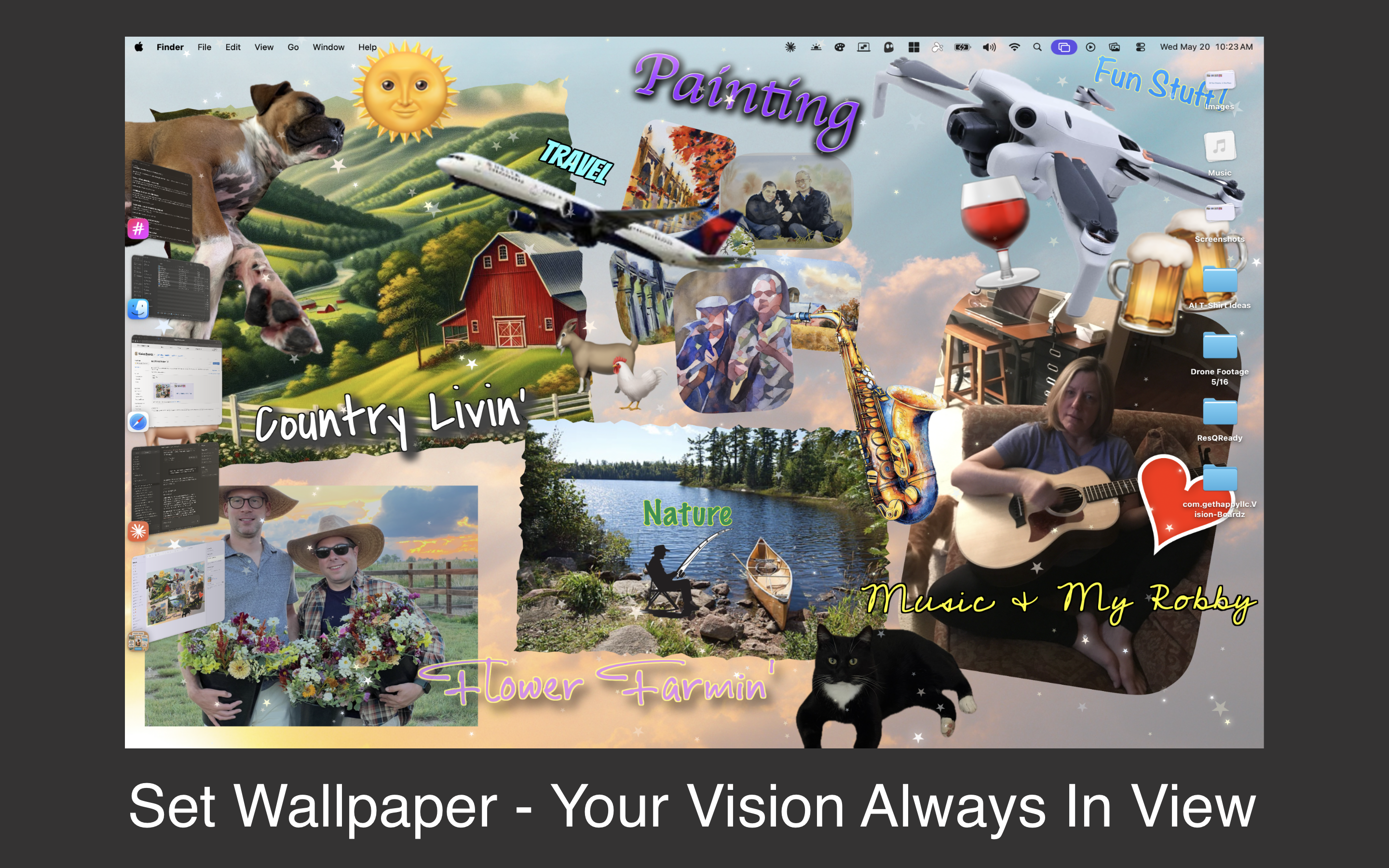 A Vision Boardz board set as a Mac desktop wallpaper